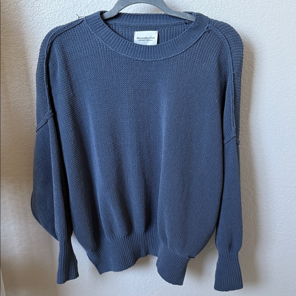 Abercrombie & Fitch Dusty Blue Crewneck Knit Sweater